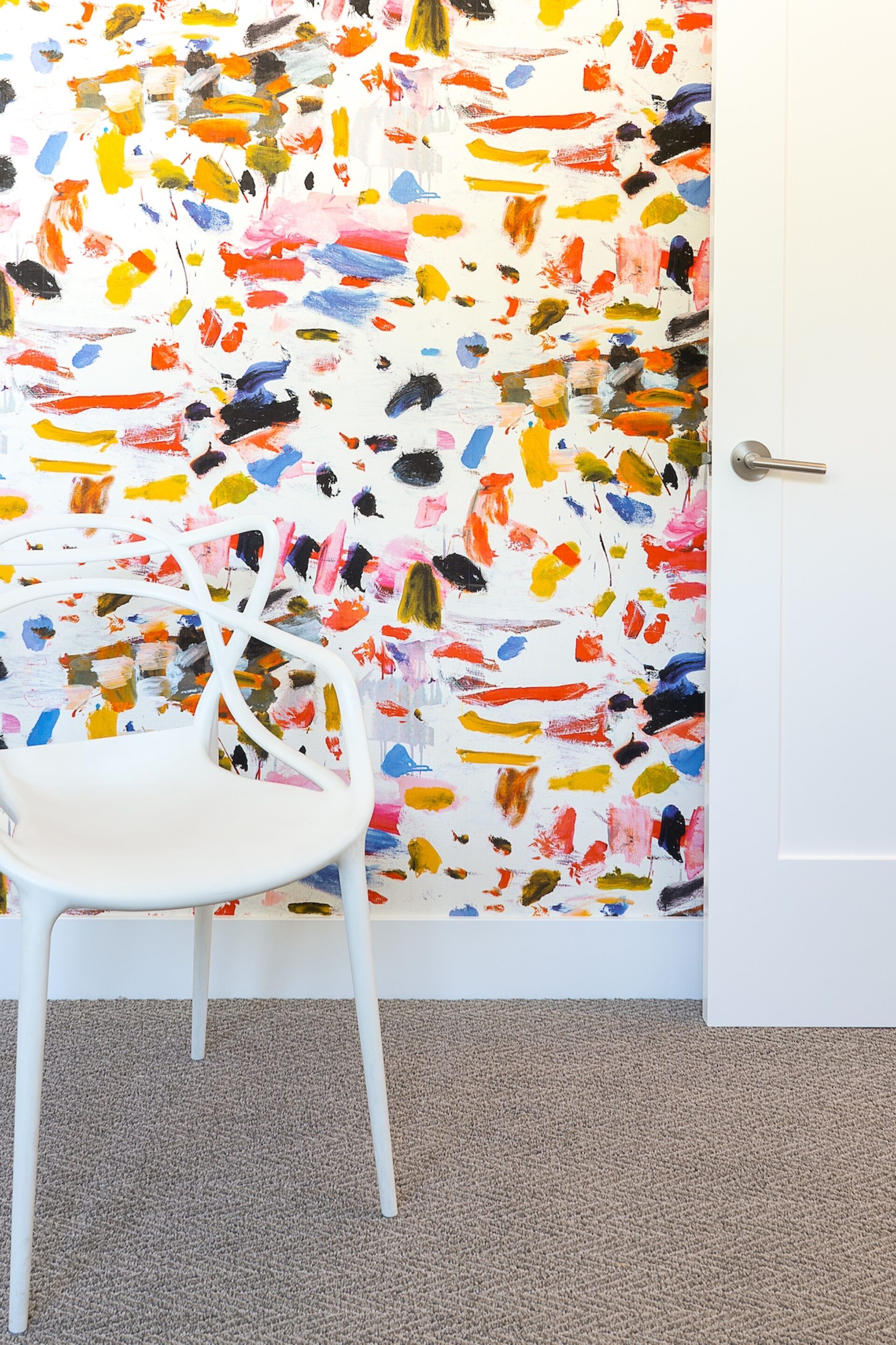 Chair Shaped Like Cat Colorful Accent Wall