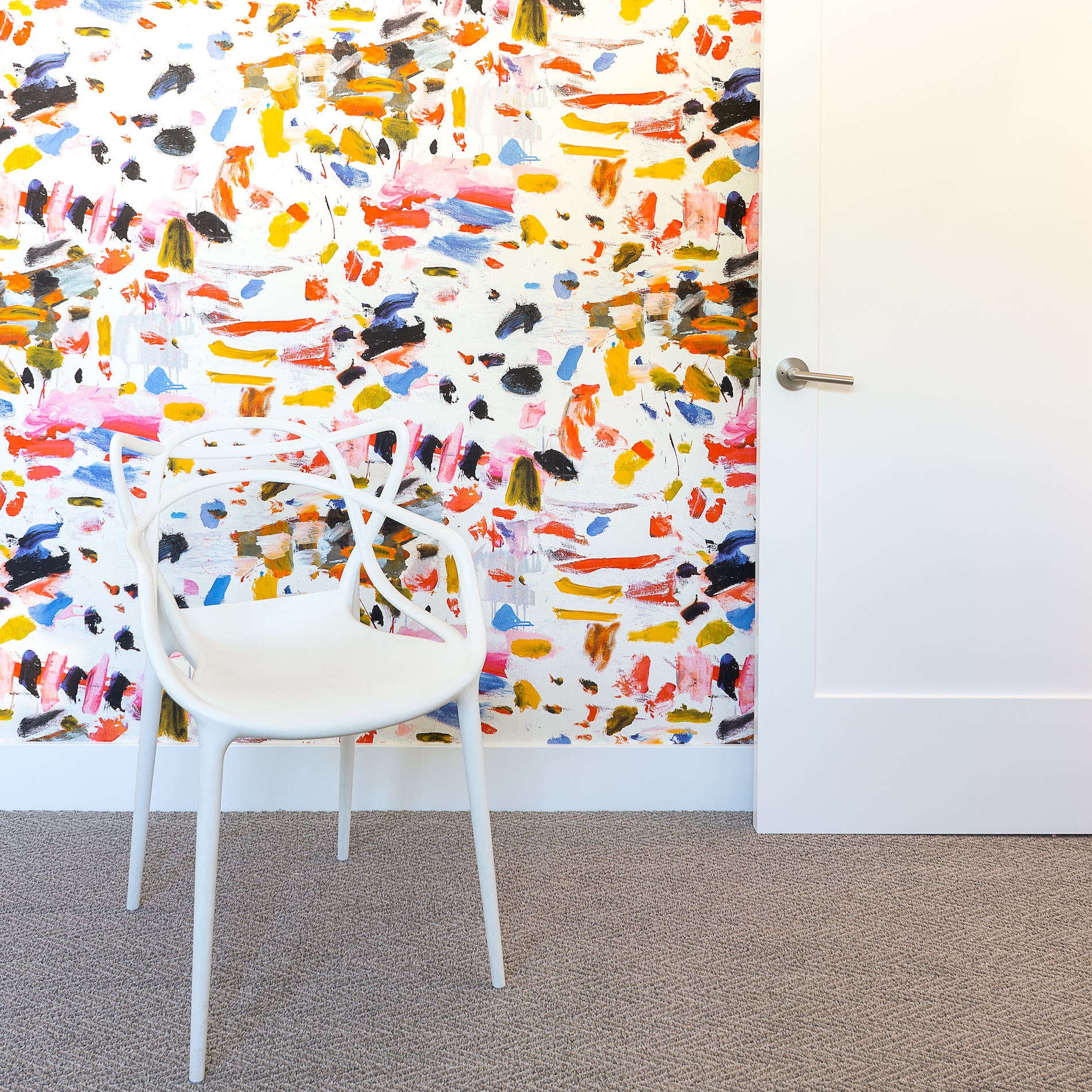 Chair Shaped Like Cat Colorful Accent Wall