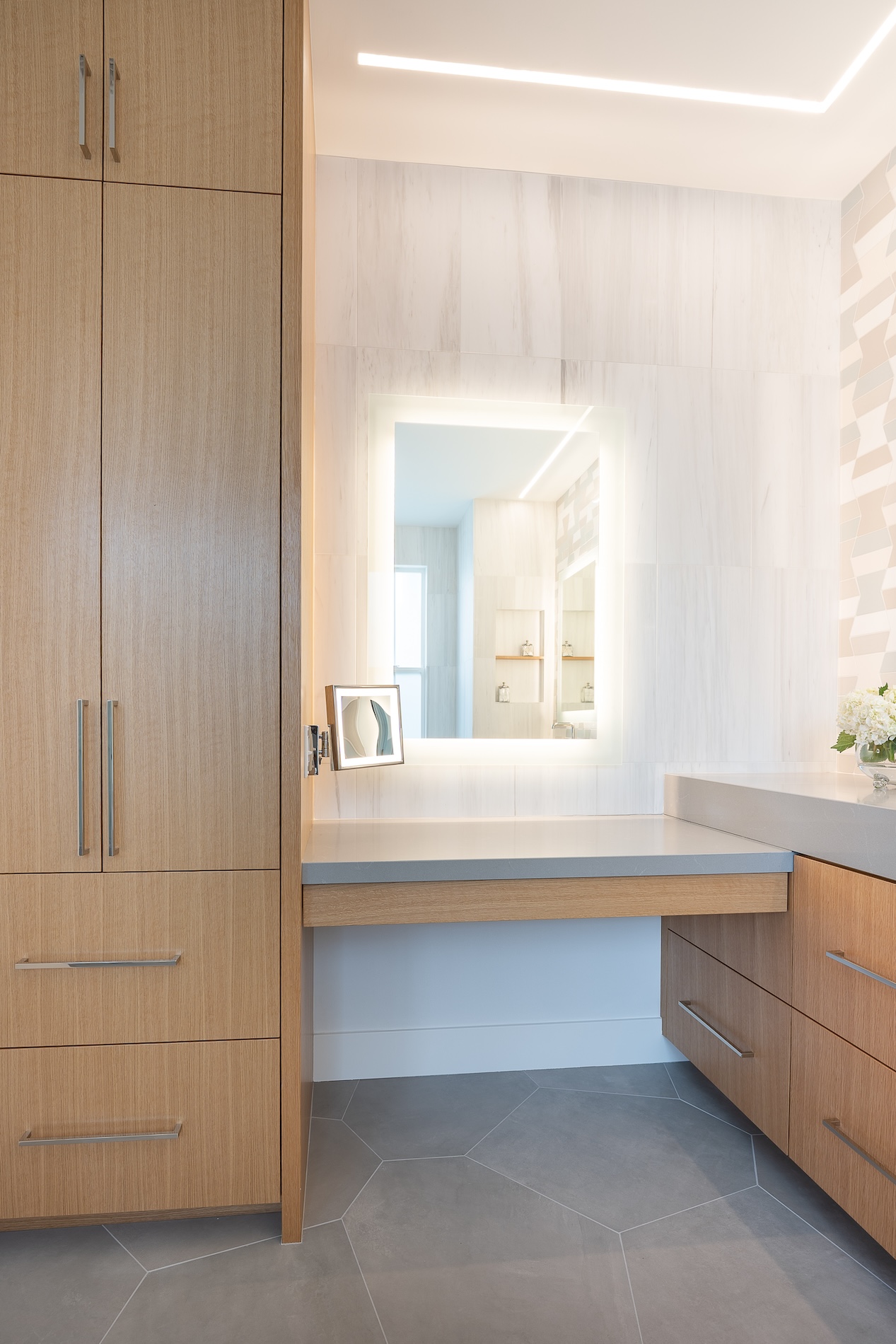 Makeup Vanity Custom Cabinetry Primary Bathroom