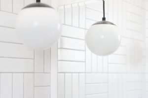 White Tile Bathroom Lighting Design
