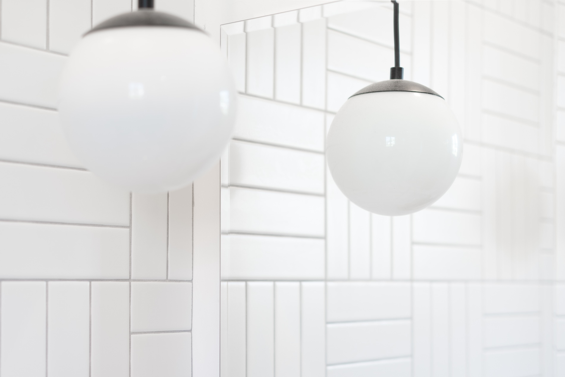 White Tile Bathroom Lighting Design