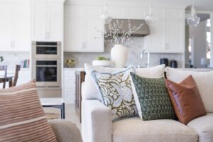 Accent Pillows On Beige Sofa
