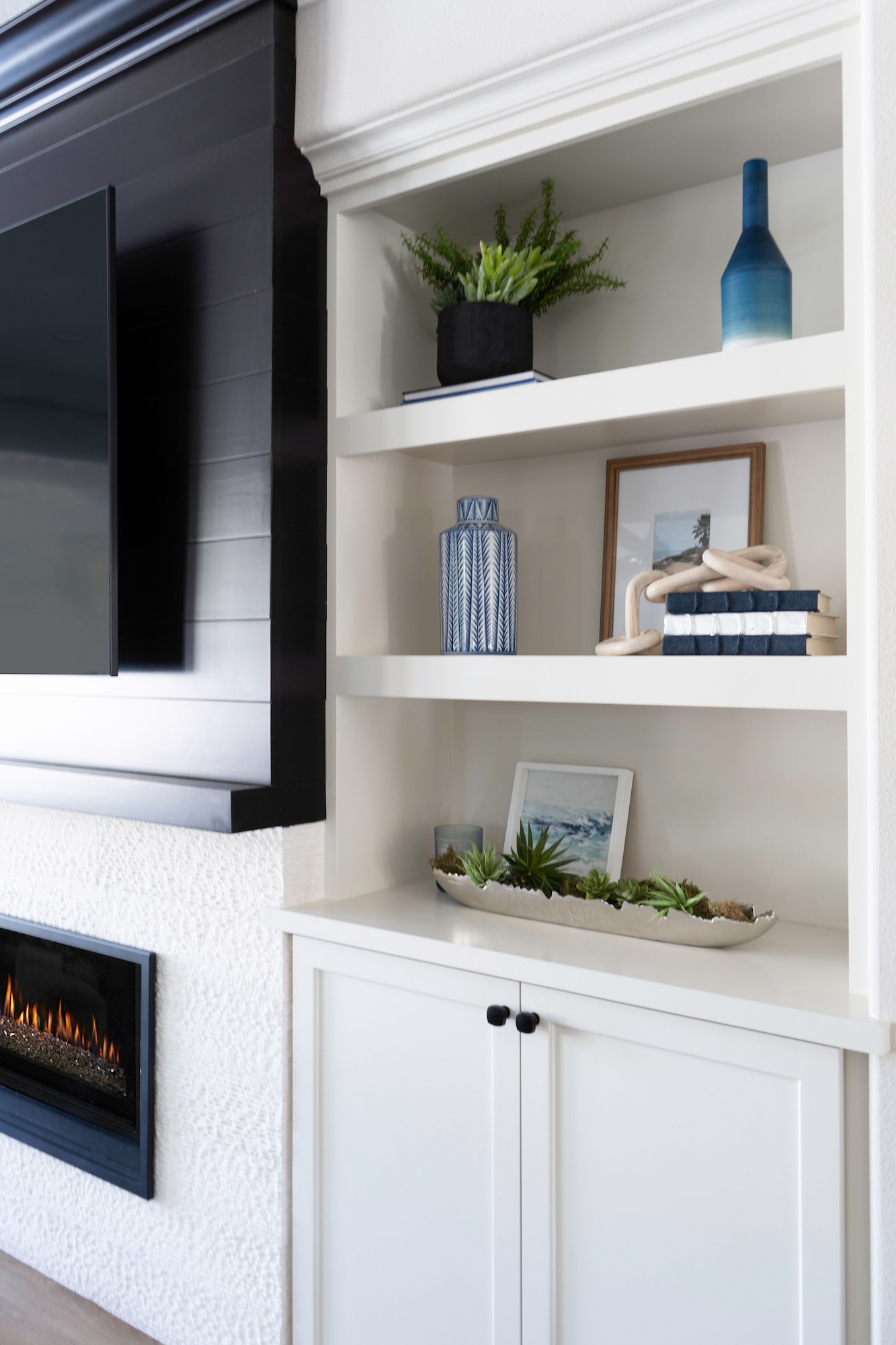 Built In Shelves Next To Tv Living Room