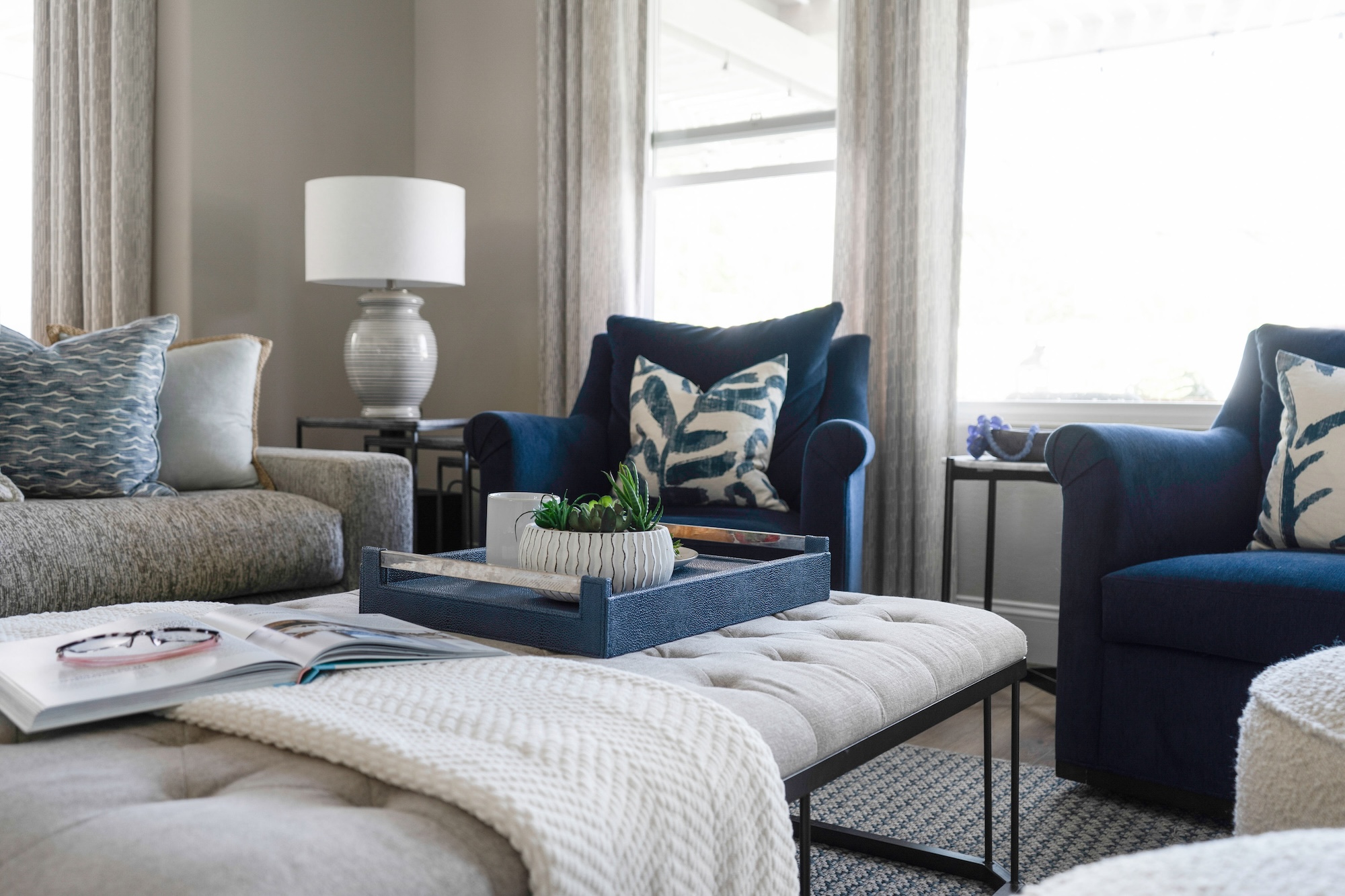 Coffee Table Ottoman Upholstered