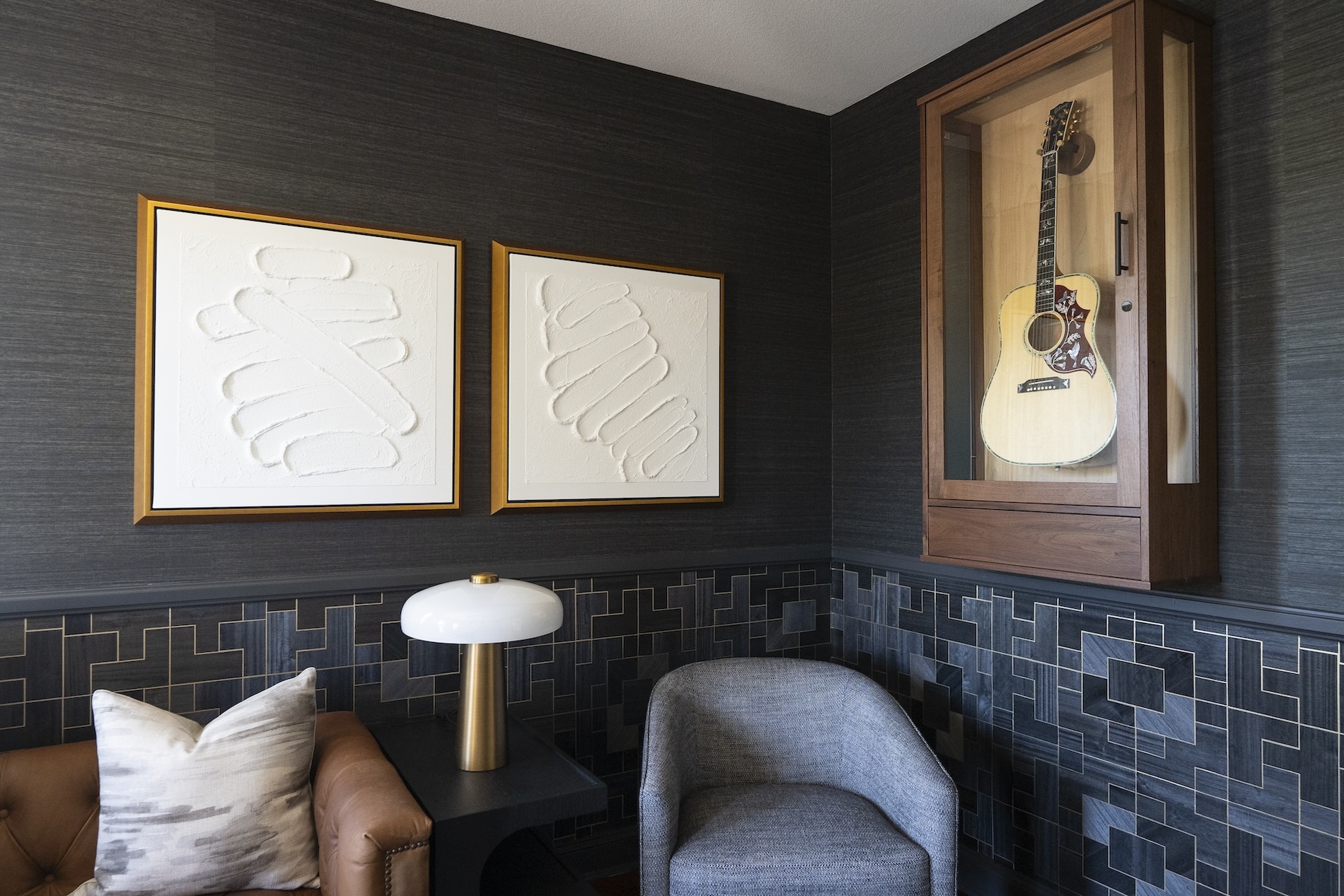 Framed Shadowbox Guitar Hung On Wall