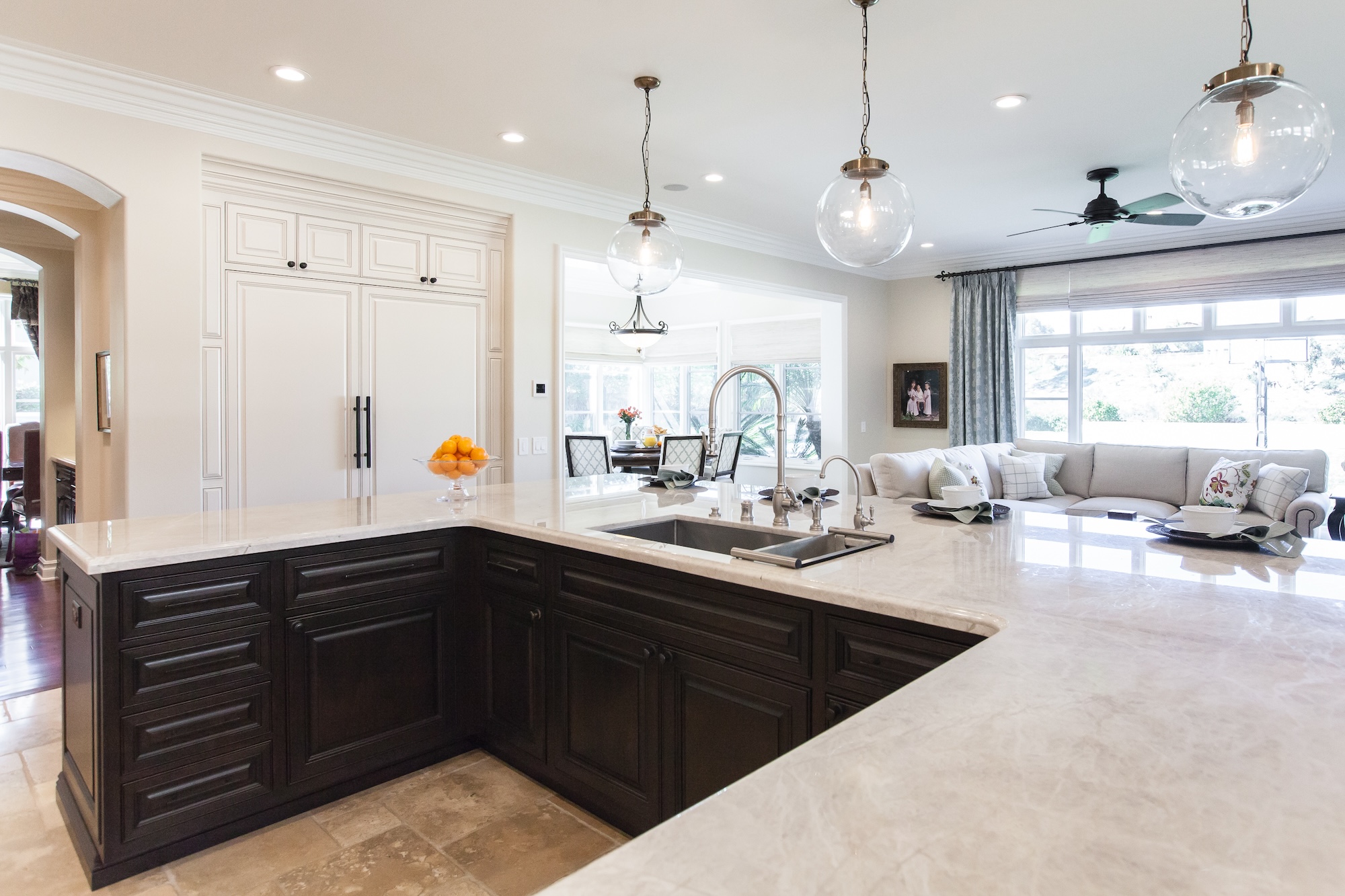 Large U Shaped Kitchen Countertop Island