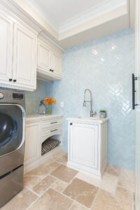 Laundry Room Design Pale Blue Tile