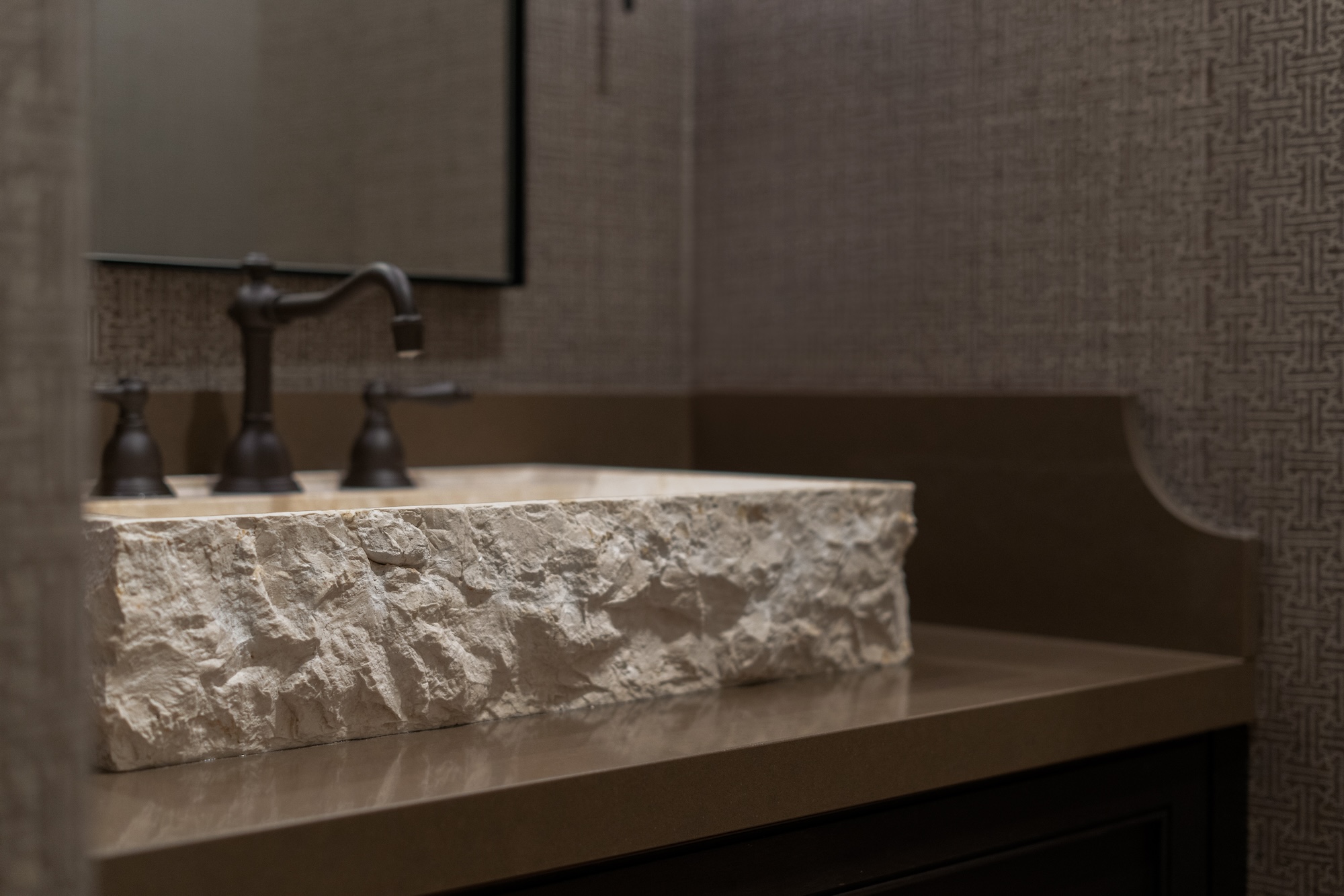 Powder Bathroom Rough Stone Sink