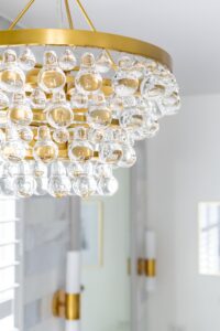 Primary Bathroom Gold Chandelier