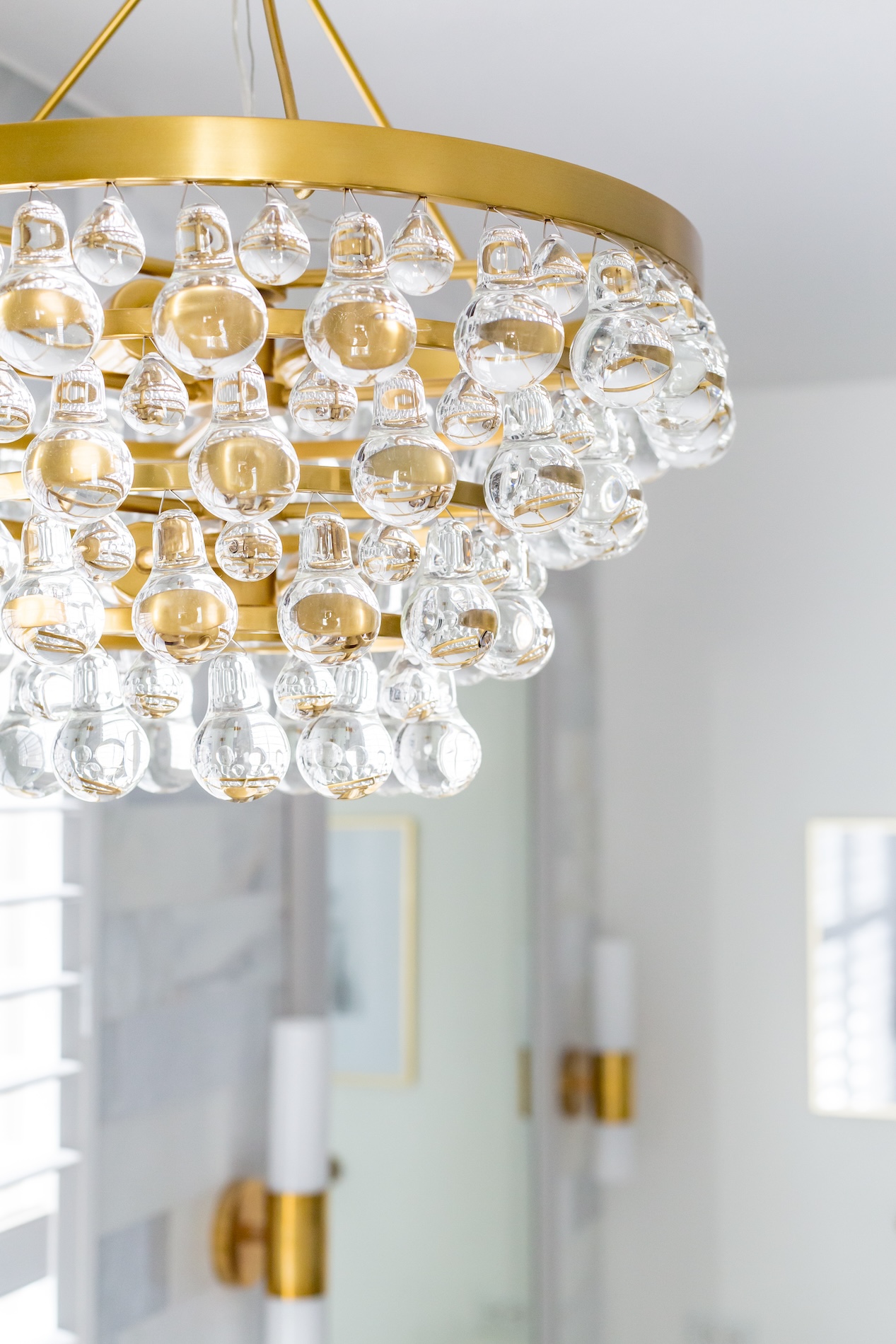 Primary Bathroom Gold Chandelier