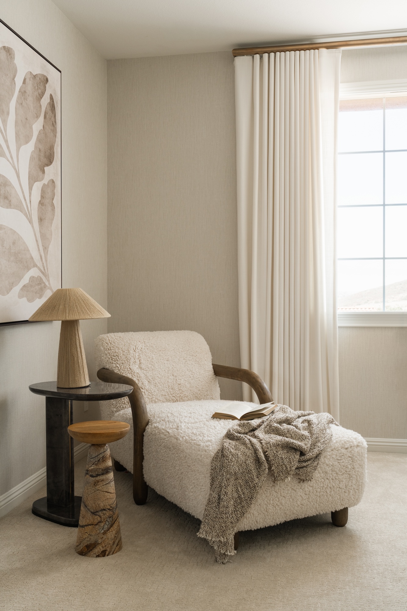 Primary Bedroom Boucle Chaise Lounge