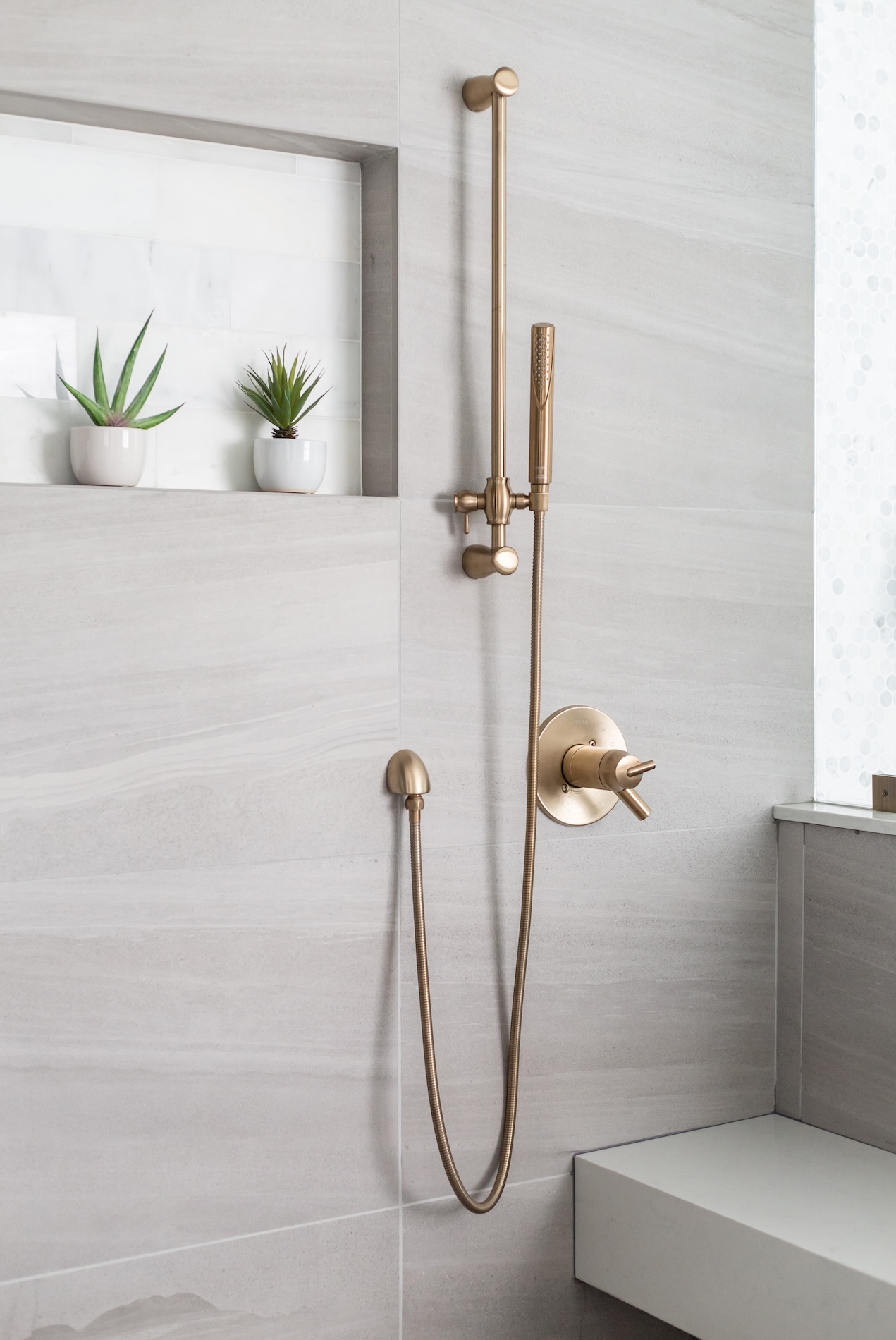 Shower Hardware Detail Primary Bathroom