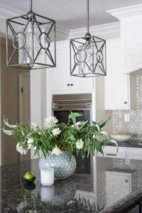 Vase With Flowers On Kitchen Island