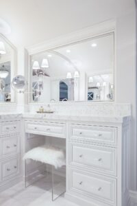 White Bathroom Makeup Vanity Itnerior Design