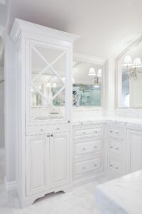 White Primary Bathroom Custom Cabinetry